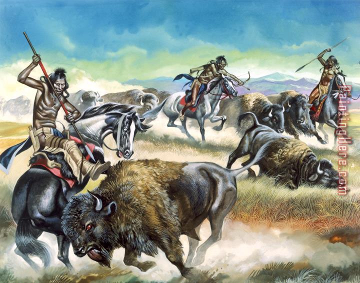 Ron Embleton Native American Indians killing American Bison